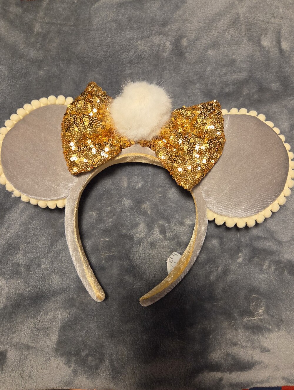 Disney Gold Sequin Bow Pom-Pom Mouse Ear Headband